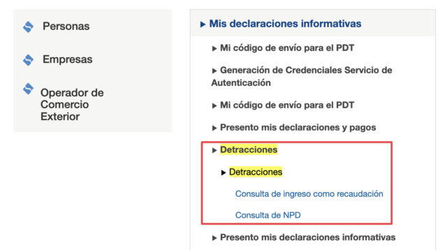 consulta de imputacion detracciones