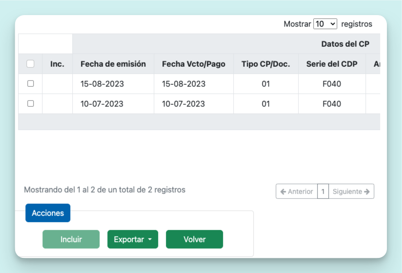 excluir Registro de Compras Electronico